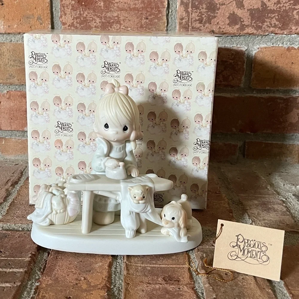 Vtg Precious Moments Press On Figurine w/ Box